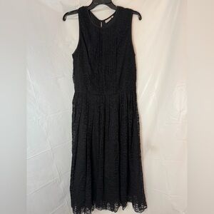 eshakti Black Lace Midi Dress with Pleated Bodice